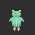 Cute Green Aquatic Animal Plush Toy With Transparent Raincoat And Yellow Feet