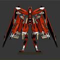 Red Winged Mecha Game Movie Character with Detailed Design and Stand Base