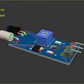 Blue Electronic Sensor Circuit Board Module With Square Cylindrical Components And Metal Pins 3d model