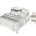 Cozy Kids Bed with Soft Quilt Pillows and Side Table Lamp