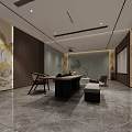 Modern Basement Interior Design With Luxury Marble Wall Windows Dining Table And Chairs 3d model