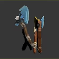 3D Rendered Axe Weapons In Various Colors With Wooden And Metal Parts