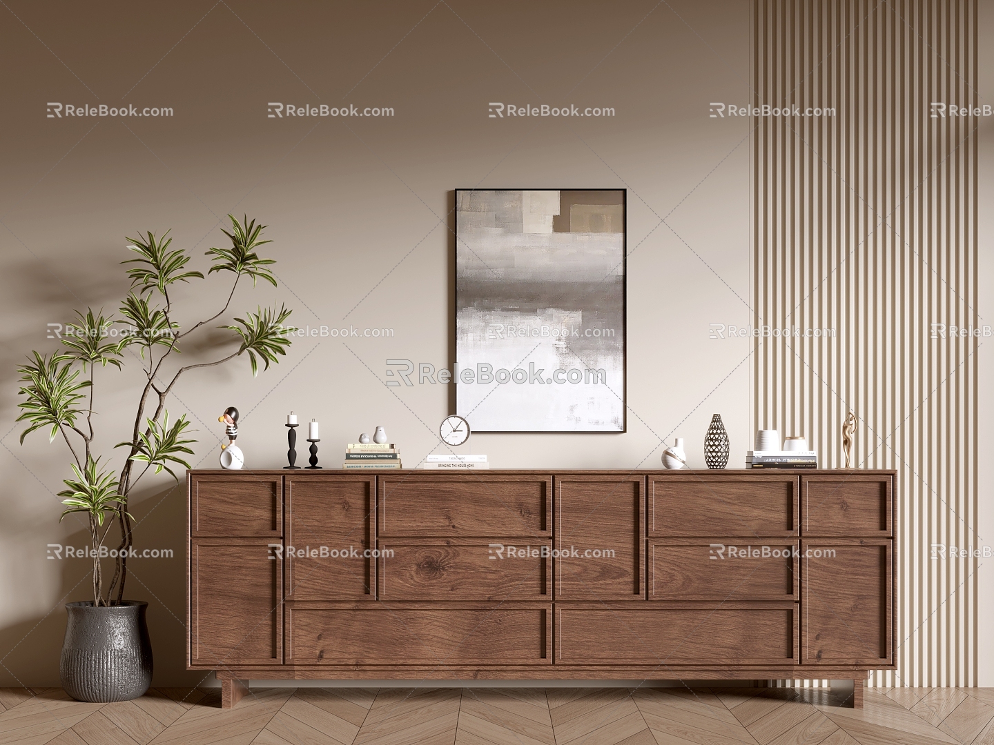 Modern Wood Grain Bookcase Simple Style Cabinet Whole Cabinet Sideboard Balcony Cabinet Storage Cabinet Entrance Cabinet 3d model