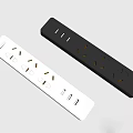 White And Black Power Strip With Multiple Outlets And USB Ports