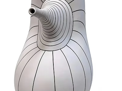 Modern Ceramic Vessel With Spiral Pattern And Striped Decoration For Home Decor 3d model