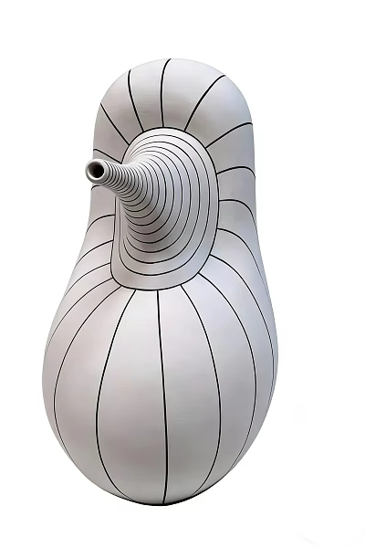 Modern Ceramic Vessel With Spiral Pattern And Striped Decoration For Home Decor 3d model