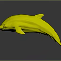 3D Rendered Fantasy Dolphin Character With Blue Shiny Body Red Accents And Blue Eyes