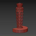 Modern Tower Architectural Model Featuring Grid Structure Circular Base and Windows