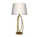 Modern Table Lamp With White Fabric Shade And Gold Curved Metal Base