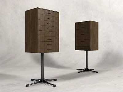 Wooden Modern Entryway Cabinet and Side Cabinet with Multiple Drawers and Metal Stands 3d model