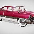 Fuchsia And White Vintage Car With Chrome Accents Classic Design Retro Body Lines