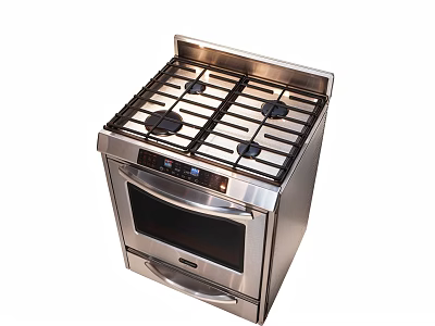 Stainless Steel Gas Range With Oven And Multiple Burners Modern Design 3d model