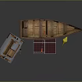 Wooden Rowboat With Small Table Solar Panels Yellow Object And Outdoor Gear