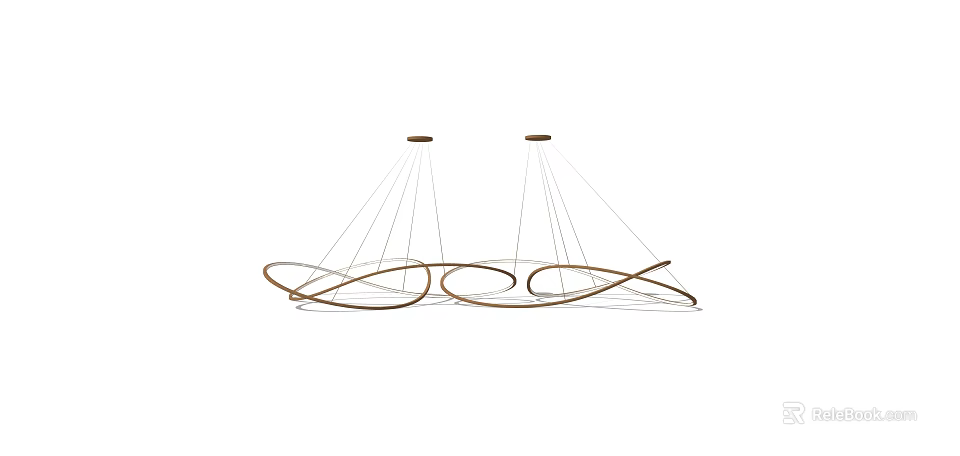 Elegant Modern Curved Chandelier With Multiple Suspension Wires And Stylish Metal Structure 3d model 