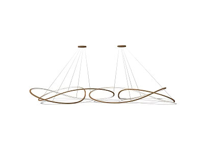 Elegant Modern Curved Chandelier With Multiple Suspension Wires And Stylish Metal Structure 3d model