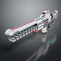 Sci Fi Weapon White Red And Gray Multi Magazine Design Futuristic Rifle With Detailed Components