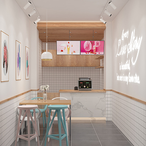 Nordic Milk Tea Shop Bong Tea Milk Tea Shop 3d model