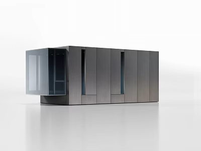 Modern Guesthouse Building With Large Glass Windows And Dark Sleek Exterior Design 3d model