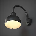 Black Curved Arm Wall Lamp With Dome Shaped Illuminated Shade For Home Interior Decor