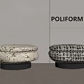 POLIFORM Modern Stools With Marble And Checkered Patterns On Metal Base 3d model