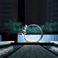 Modern landscape sketch circular landscape shadow wall 3d model