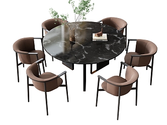 Nordic Dining Table and Chair Dining Chair Leisure Chair Armchair Backrest Chair Dining Table Round Table Vase Decoration Coffee Chair Tea Chair 3d model