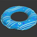 Blue Swim Ring Sports Equipment With White Stripes And Circle Patterns For Water Activities