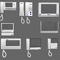Various White Doorbell Intercom Systems With Screen And Handset Features 3d model
