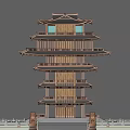 Chinese-style Tower Viewing Tower 3d model
