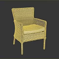 Modern Rattan Dining Chair With Armrests Light Colored Upholstered Seat Elegant Design
