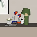 Decorative Ornament Set With Teddy Bears Colorful Balloons Astronaut Model Succulent Green Lamp And Clock
