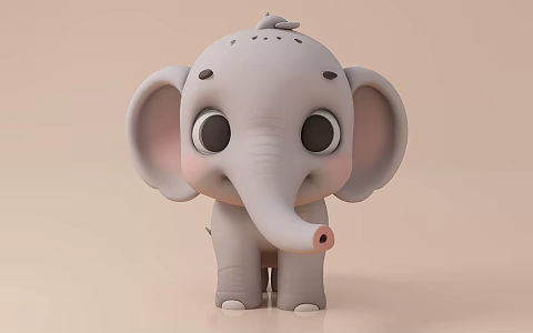 Elephant Cartoon Animal Ornaments Doll Hand-made Decoration Beauty Chen Props Game Activity Performance 3d model
