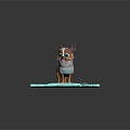 Cartoon Dog Game Movie Character 3D Model with Blue Mat and Tongue Out