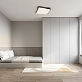 Cozy Modern Bedroom Interior With Wooden Bedside Table Stacked Books Glasses And Gray Brown Pillows