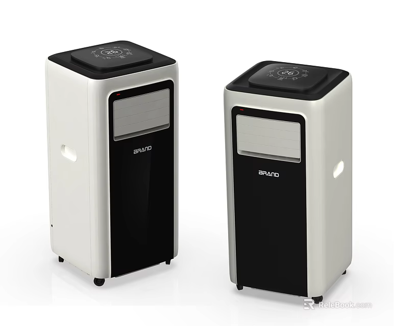 GREE Portable Air Coolers With Black And White Upright Design Control Panel And Wheels 3d model 