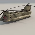 Large Military Green Twin Rotor Heavy Lift Transport Helicopter Design