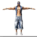 Muscular Man Wearing Denim Vest Shorts Sunglasses Tattoos Sneakers Arms Outstretched