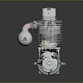 Small Metal Mechanical Engine Device with Cylinder Piston and Fuel Tank Components