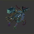 Blue Mechanical Quadruped Robotic Equipment With Metal Legs And Grille Structure