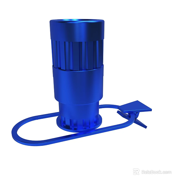 Blue Cylindrical Metallic Device With Circular Base And Triangular Component 3d model 