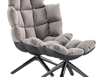 Gray Padded Leisure Chair With Modern Design And Sturdy Metal Base 3d model