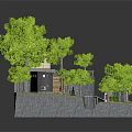 Wooden House On Hillside Surrounded by Green Trees With Path And Grass Area
