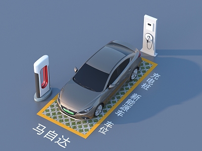 Charging pile new energy car parking space 3d model