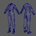 Camouflage Military Clothing With Front And Back Views Long Sleeves And Belt