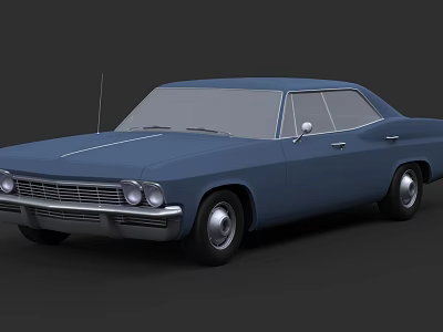 Classic Blue Four Door Vintage Sedan With Round Headlights And Smooth Body Lines 3d model