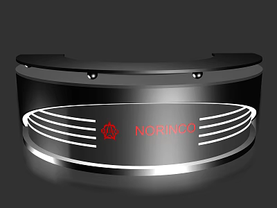 Modern NORINCO Reception Desk With Black Metallic Surface Illuminated Lines And Brand Logo Design 3d model