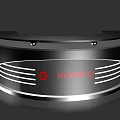 Modern NORINCO Reception Desk With Black Metallic Surface Illuminated Lines And Brand Logo Design