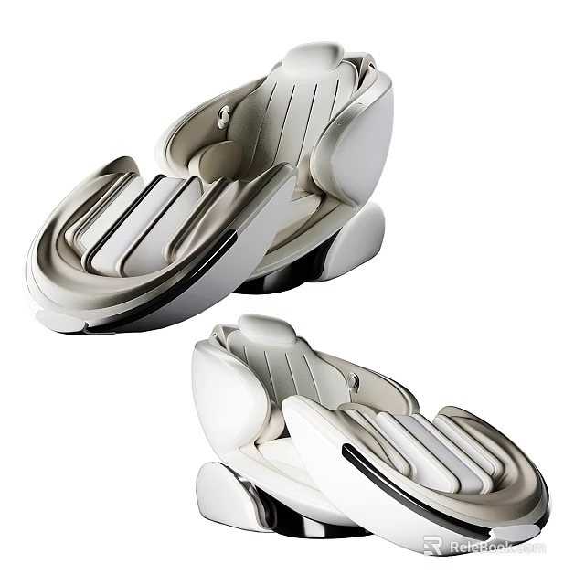 Modern Luxury Massage Chair in White and Black with Ergonomic Design and Comfortable Seats 3d model 