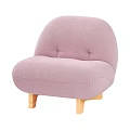 Cozy Pink Plush Single Sofa With Curved Design And Wooden Legs