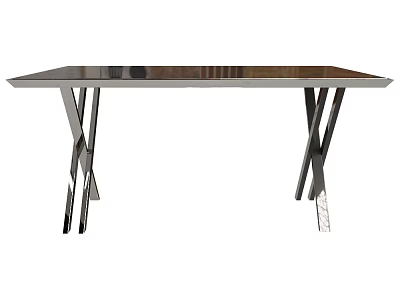 Modern Study Desk Design With Metal Legs And Smooth Wooden Tabletop Surface 3d model